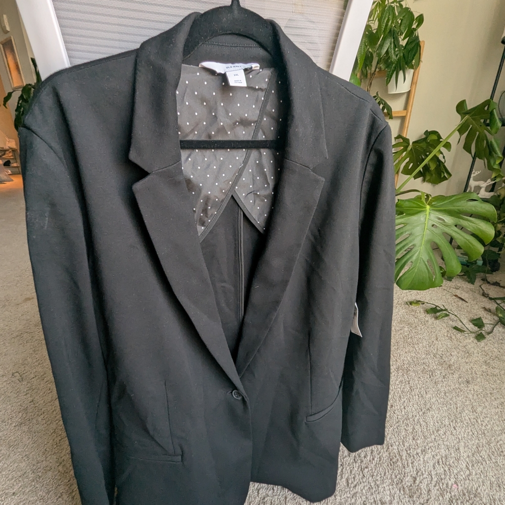 Old Navy Black Jacket with Polka Dot Interior